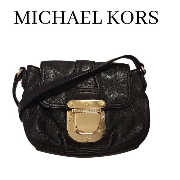 Michael Kors Small Black Leather Flap Bag Crossbody - Picture 1 of 15